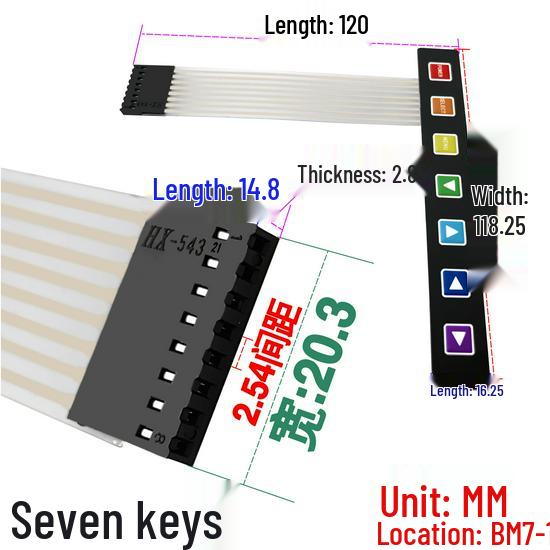 PET Matrix 1x7 Key Monitor Membrane Switch Control Panel