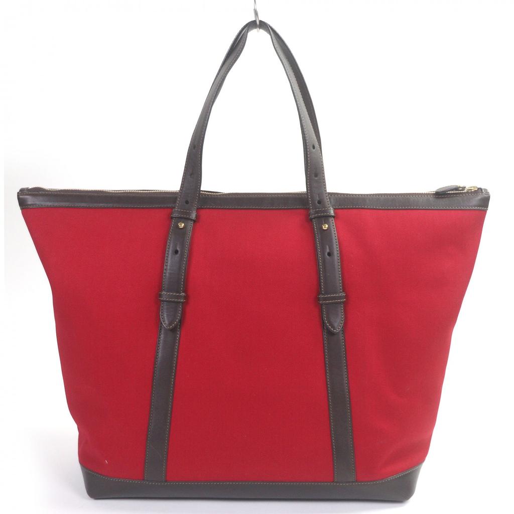 Very Good GHURKA Tote Bag Logo Embossed Large Size Red Canvas Mens Used