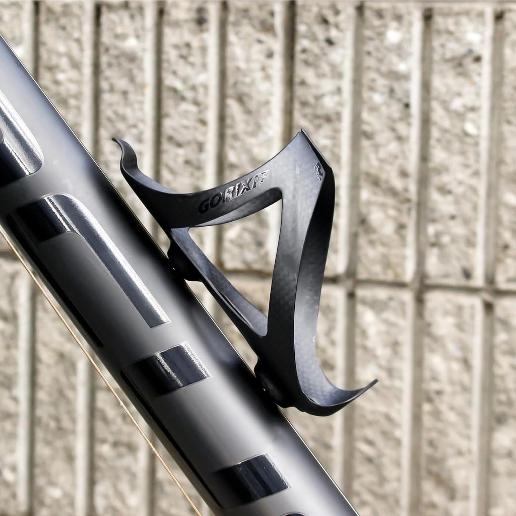 GORIX Karbonový držák na láhev na kolo z uhlíkových vláken, matný karbon, držák na nápoje pro silniční kolo, ultra lehký (GX-BCARBON) Černá, Vysokopevnostní,