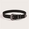 New Women's Retro Carved Western Buckle Double Ring Belt Fashionable and Versatile European and American Women's Belt
