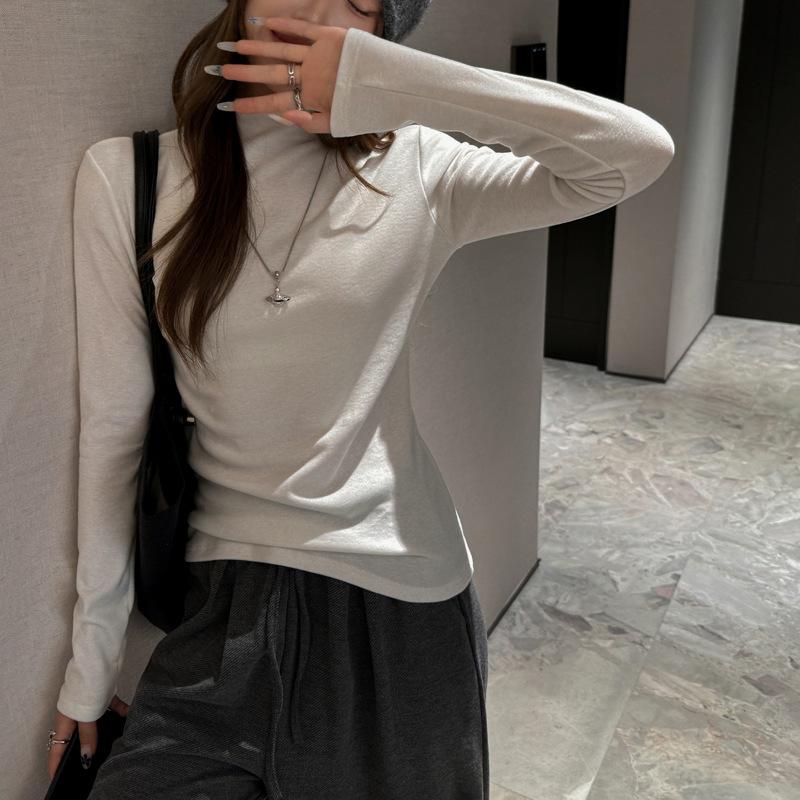 Women S Slim Fit Long Sleeve Turtleneck Base Top Versatile Casual Outerwear