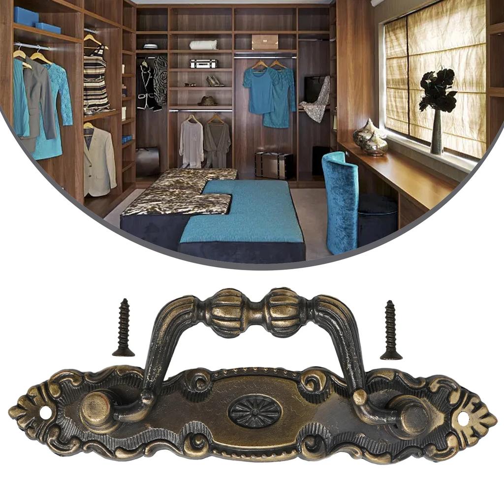 Retro European Door Handles Zinc Alloy Cabinet Handle Antique Furniture Wardrobe Drawer Knobs Cupboard Furniture Hardware