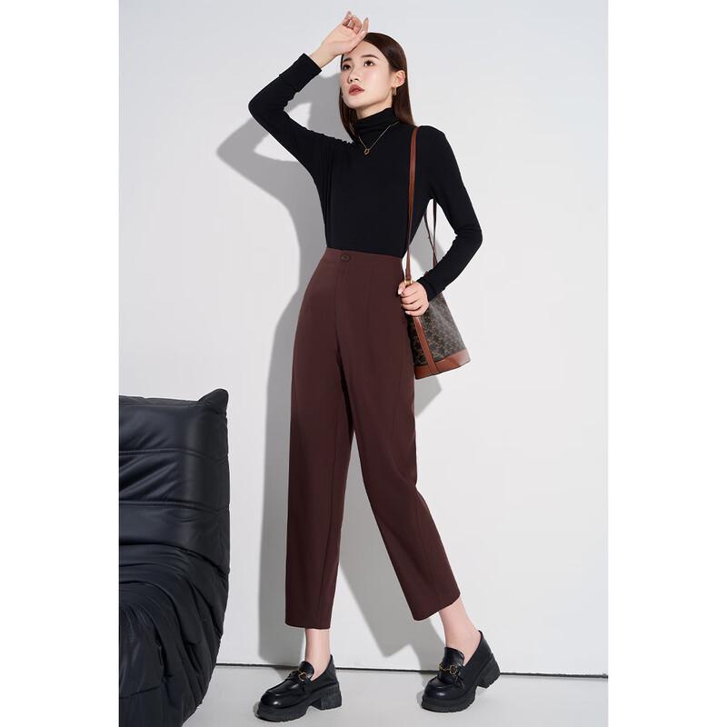 

Kebier Women s Red High-Waist Straight-Leg Suit Pants M