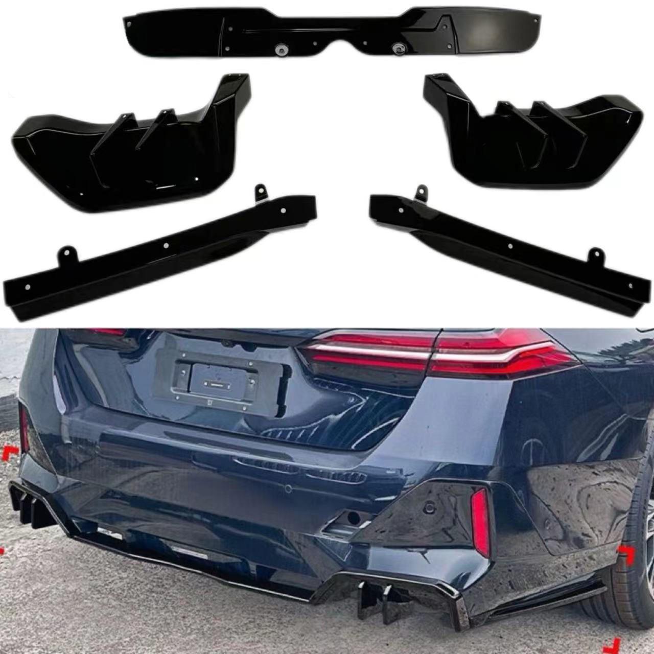 BMW 5 Series G60 Rear Bumper 5-Section Lip MP Style 2023 ABS Short Wheelbase Version Gloss Black
