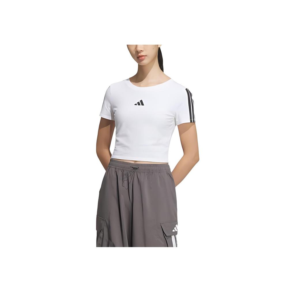 Adidas SS25 Fashion Comfortable Round Neck Short Sleeve T-Shirt Women T-Shirts White JZ2313