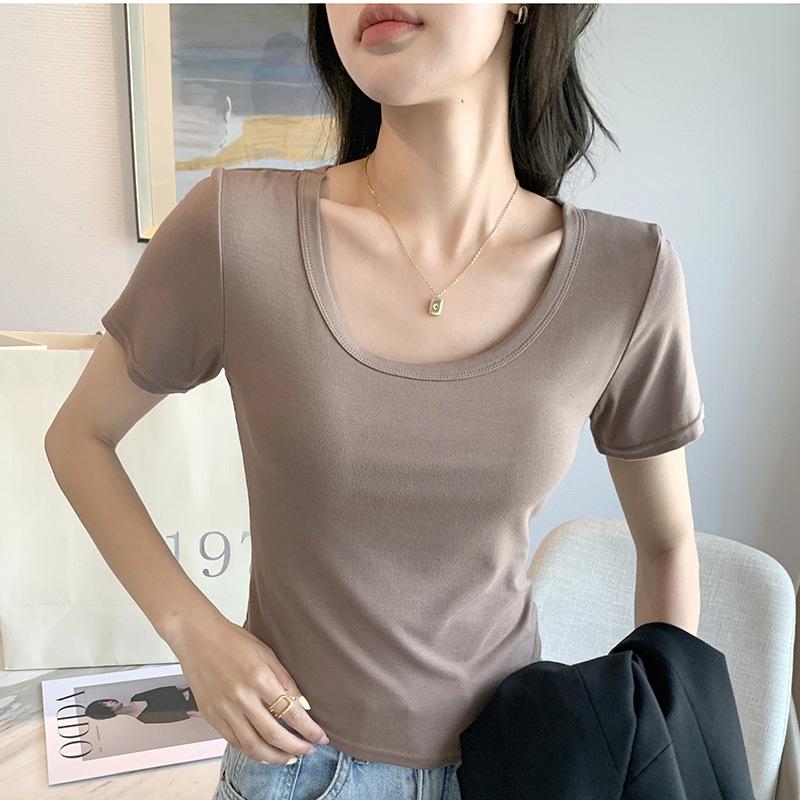 White Short Sleeved T-shirt for Women In Spring Summer Thin Cut Inner Layer Bottom Layer Outer Layer Short Top