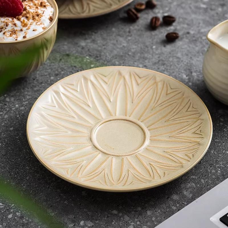 220ml Kiln Transmutation Glaze Craft Retro Design Tea Cup Coffee Cup and Saucer, Art Ceramic Coffee Cup for Latte,Espresso,Cappuccino,Microwave Safe