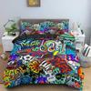 Cartoon Graffiti Quilt Gifts Duvet Cover Set HD Comforter Cover for Kids Bedding Sets Bedclothes Bedroom Decor
