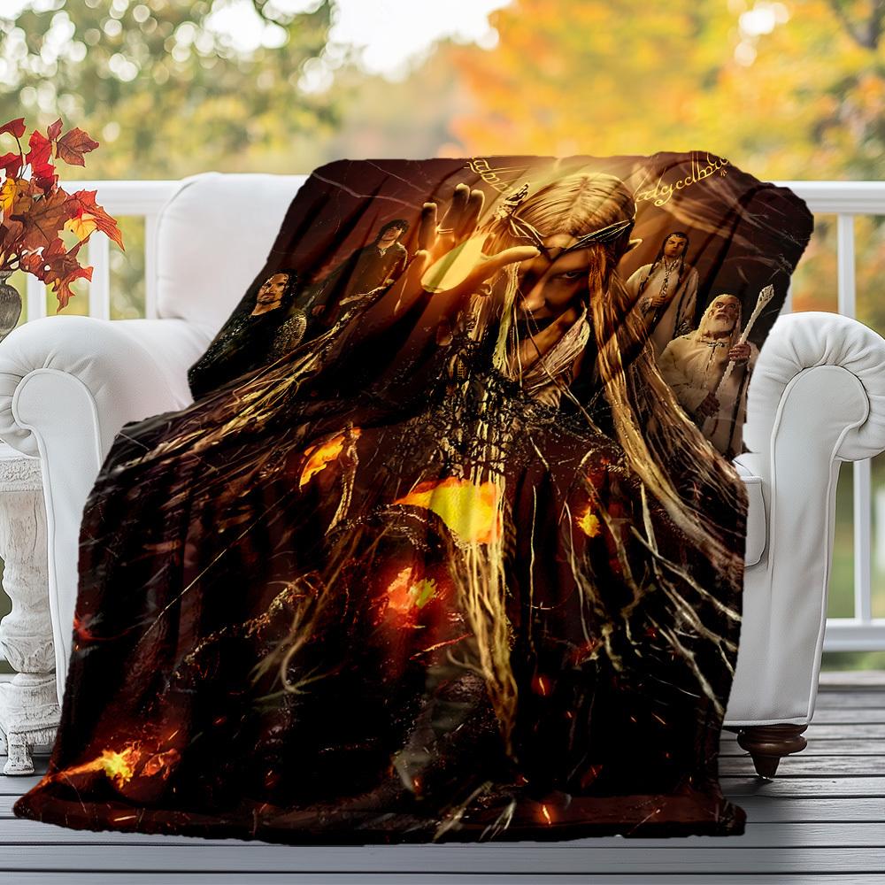 1pc Elven Queen, Fire, Magic - Throw Blanket, Soft, Flannel Blankets, Living Room, All Seasons Use-1021014