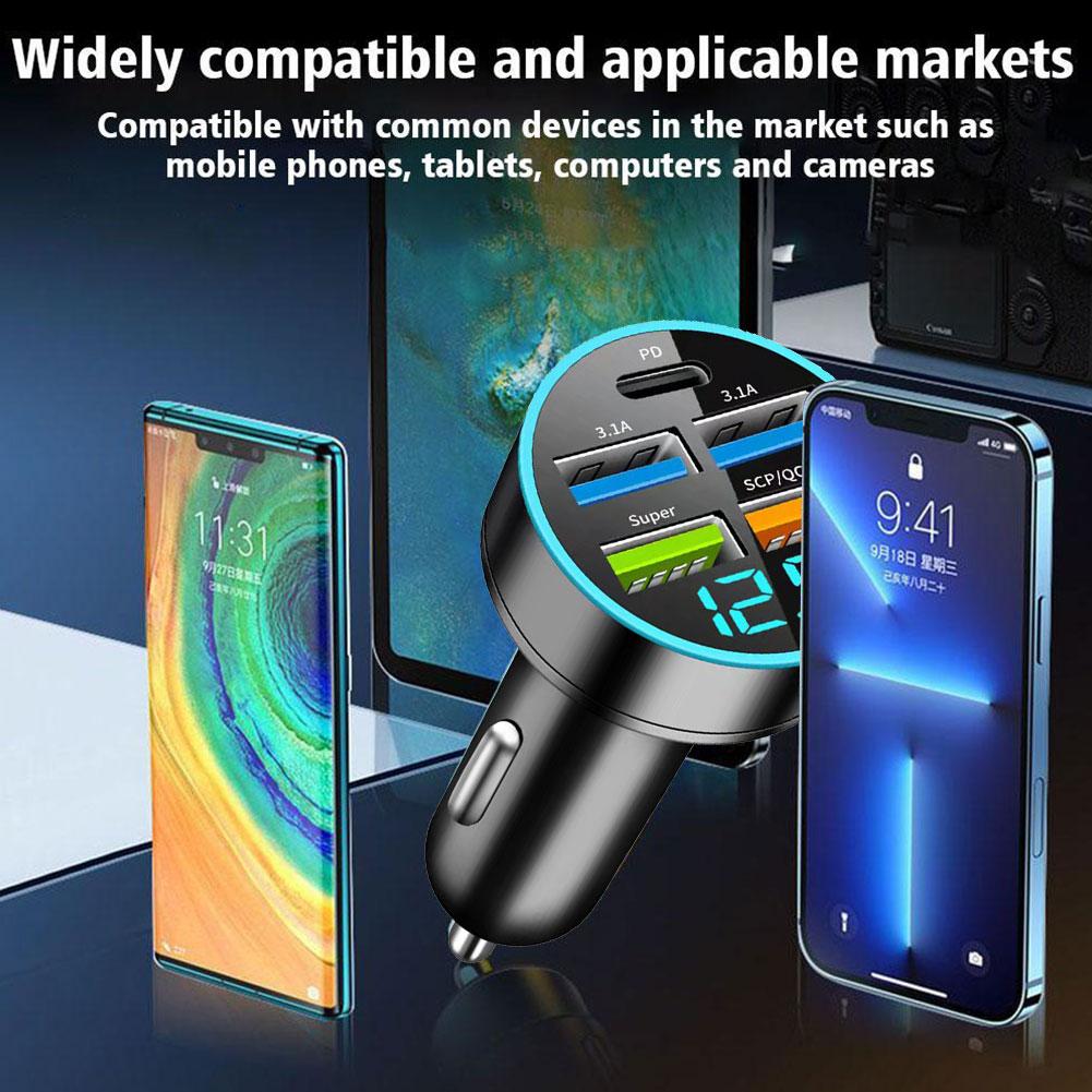 4USB PD 250W Car Charger Type C Fast Charging Auto Mobile Phone Adapter For iPhone Samsung Huawei Xiaomi QC 3.0