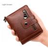 Men Wallets Leather Double Zipper Card Holder Short Male Purse Coin Pocket Vintage Brand High Quailty Men Wallets