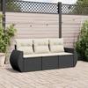 VidaXL Garden Lounge Set 3 Pcs with Cushions Black Wicker 3221055