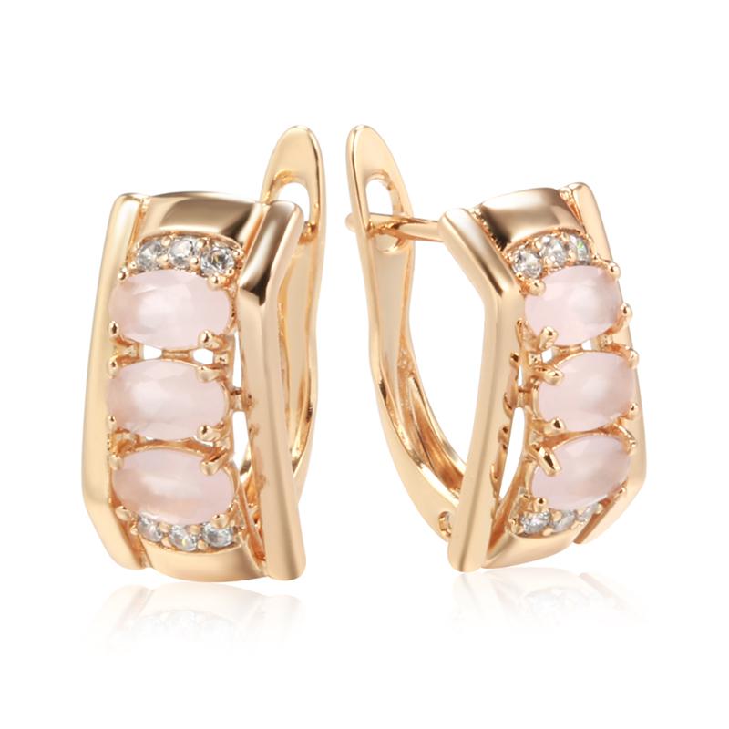 

Квадратные серьги Kinel с розовым цирконом для женщин, ювелирные украшения из розового золота для вечеринок розового золота