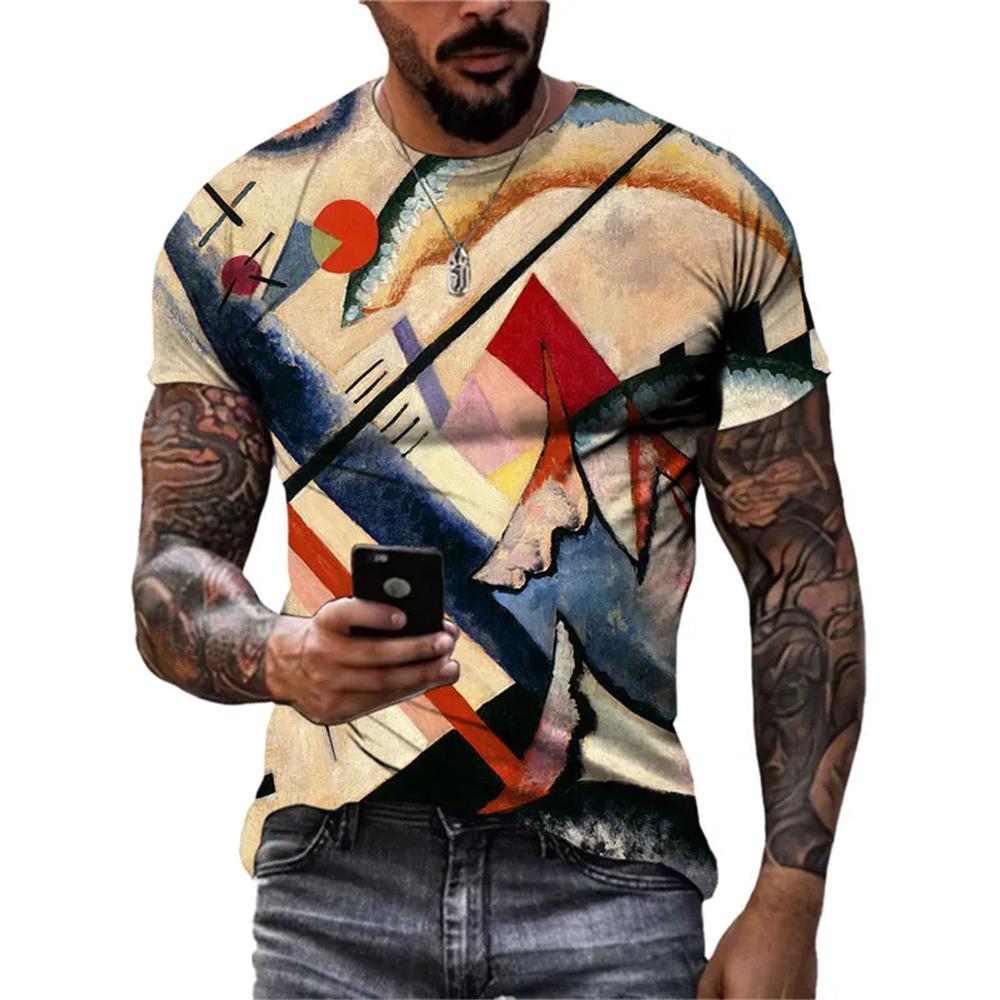 New Abstract Graffiti Street Style Men's T-Shirt 3D Stereo Printing Trend Fashion Harajuku Round Neck Short Sleeve T Shirts Tops