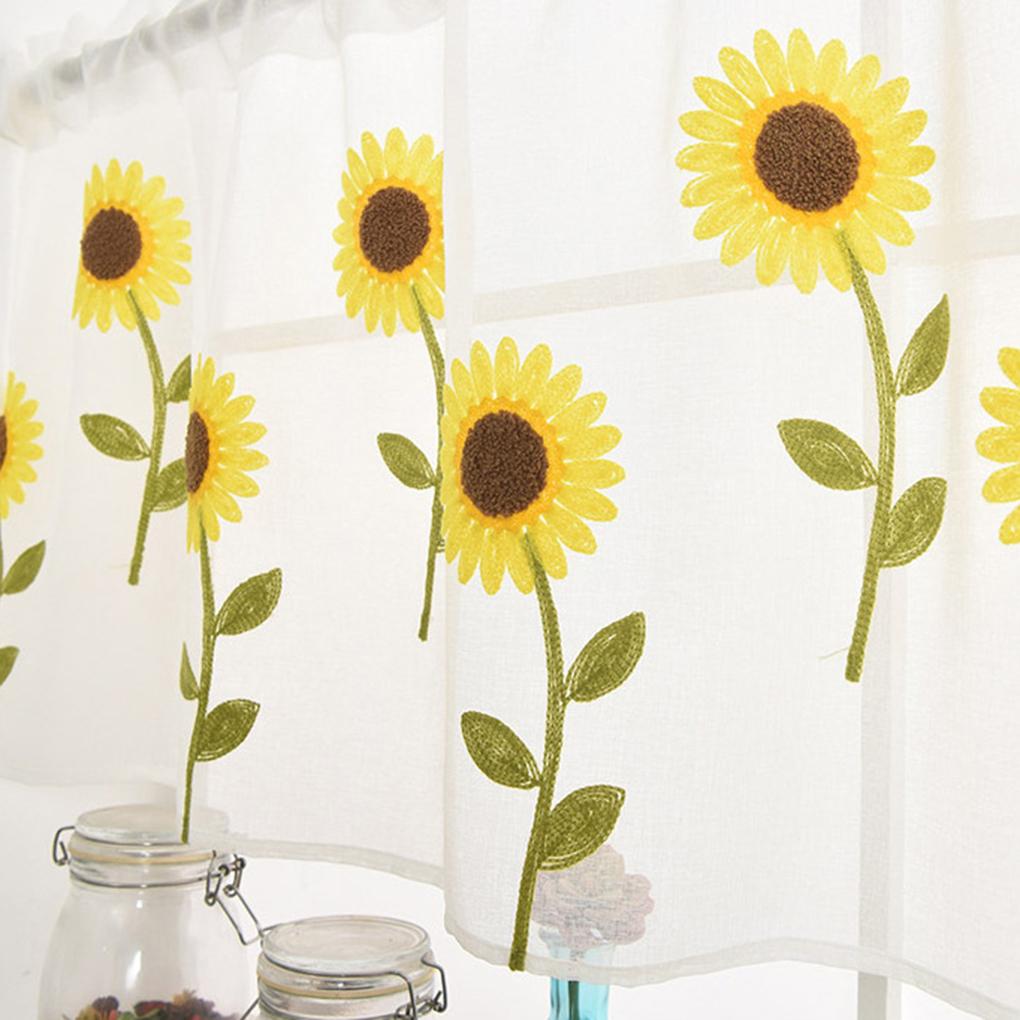 Sunflower Half Curtains Decorative Polyester Living Room Drape Valance Balcony Drapes Screening Home Decoration 0.8x0.5m
