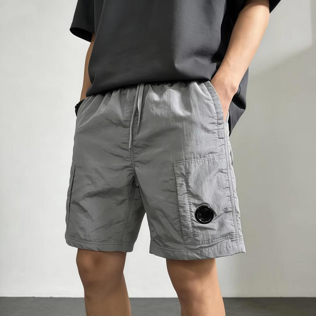 FlowStreet Y2K Style Men's Casual Pants, Mirror Detail Drawstring Street Style, Casual Summer Boyfriend-style Short Pants