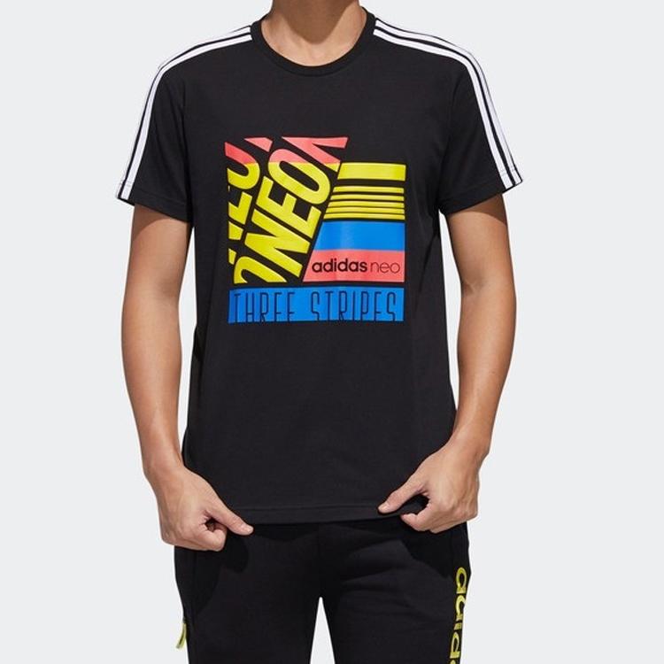 Adidas Neo Printed Graphic Round Neck Slim Fit T-shirt Men Tops Black GK1516