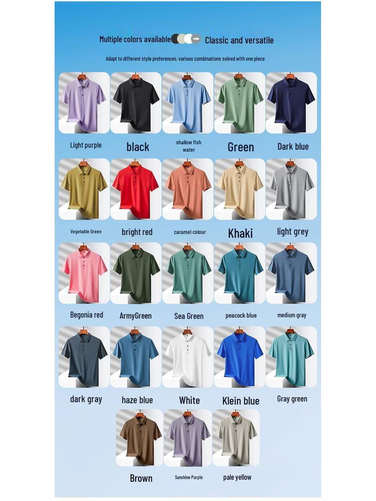 Men's Hot-Selling Ice Silk Short Sleeve Polo - Summer Style for Middle-Aged and Elderly Dads