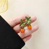 Korean Style Persimmon Lucky Pastoral Glass Cherry Clip Earrings Summer Fruit Orange Clip Earrings No Piercing Girl Ear Jewelry