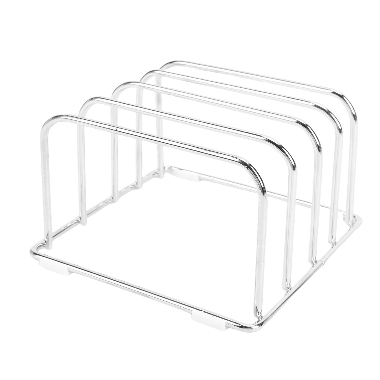 Kitchen Cutting Board Organizer Stand Stainless Steel Chopping Board Holder 4 Slot Storage Holder Countertop Chopping Board Rack серебряный