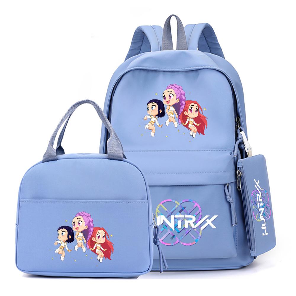 4Pcs/set Anime K-Pop Printed Backpack with Pencil Case Handbag for Teenager Student Boy Girl Bookbag Schoolbag Large Capacity Travel Bag Rucksak