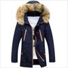 Winter Solid Color Detachable Collar Black Zipper Thickened Casual Work Jacket - Warm Cold Protection
