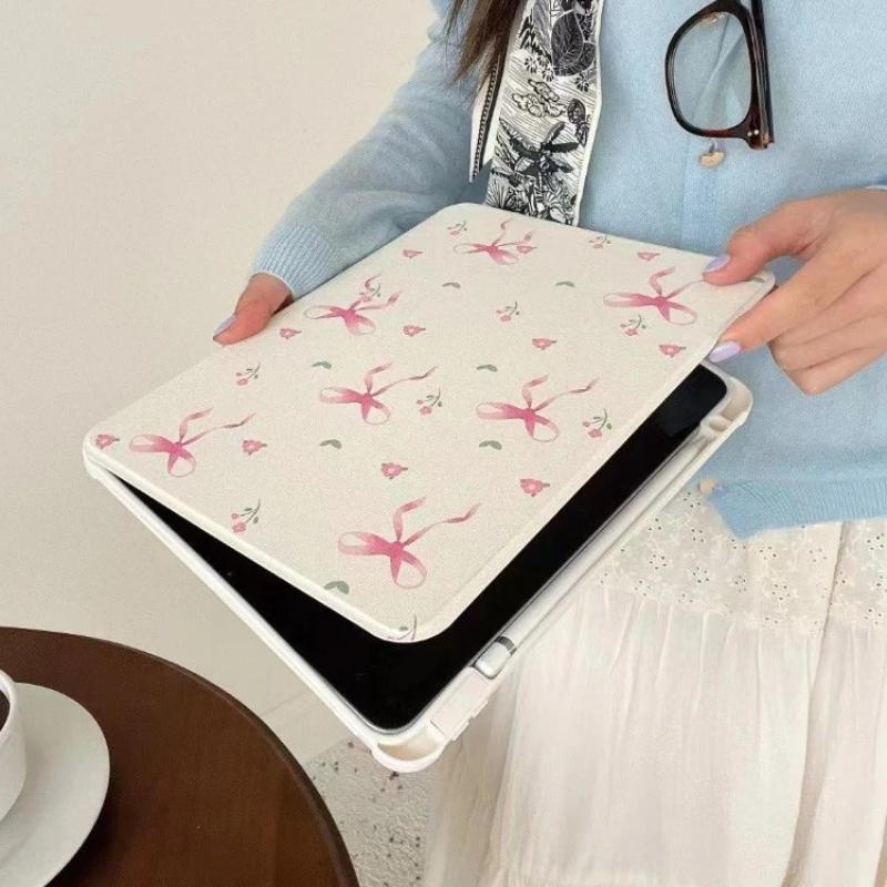 Smart Case with Pen Holder for Samsung Tab S7 S8 S9 11 Plus S10 S9 12.4 Inch Pencil Case for S7 Plus 12.4 Inch Pink Bow Print