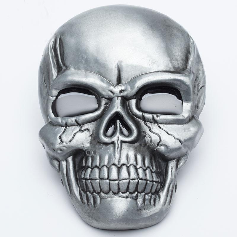 Large Alloy Skull Head Belt Buckle - Heavy Duty Halloween Skeleton Design, Fits All Sizes.