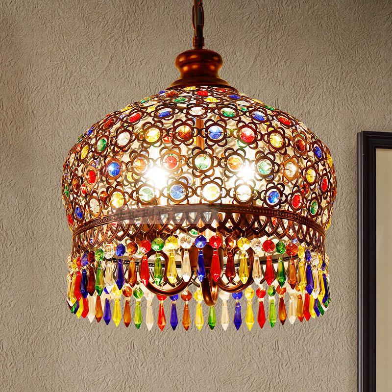 Men's Small Pendant Light: Southeast Asian Style Colorful Crystal Chandelier for Bohemian & Mediterranean Restaurants