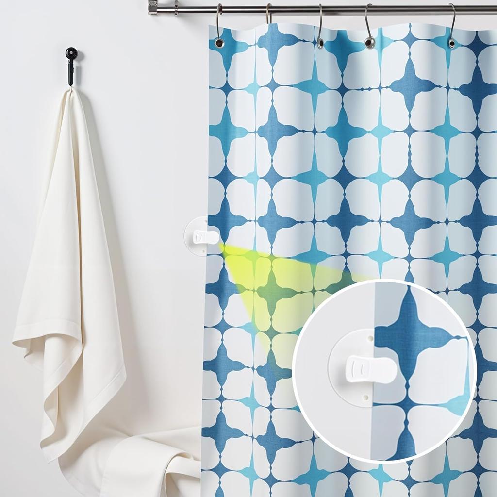 4Pcs Shower Curtain Clip, Shower Windproof Splash Guard Self Adhesive Showers Curtain Clips Weight Clip (White)