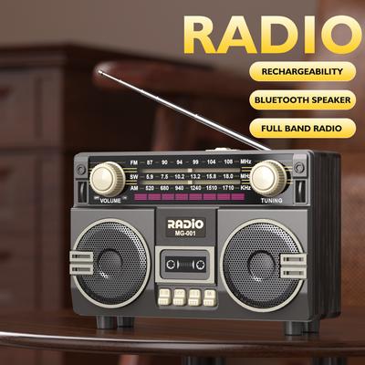 Retro Multifunctional Portable Radio USB Charging TF Card Player and AUX,AM/FM/SW Bands, Suitable for Family Gatherings and Out