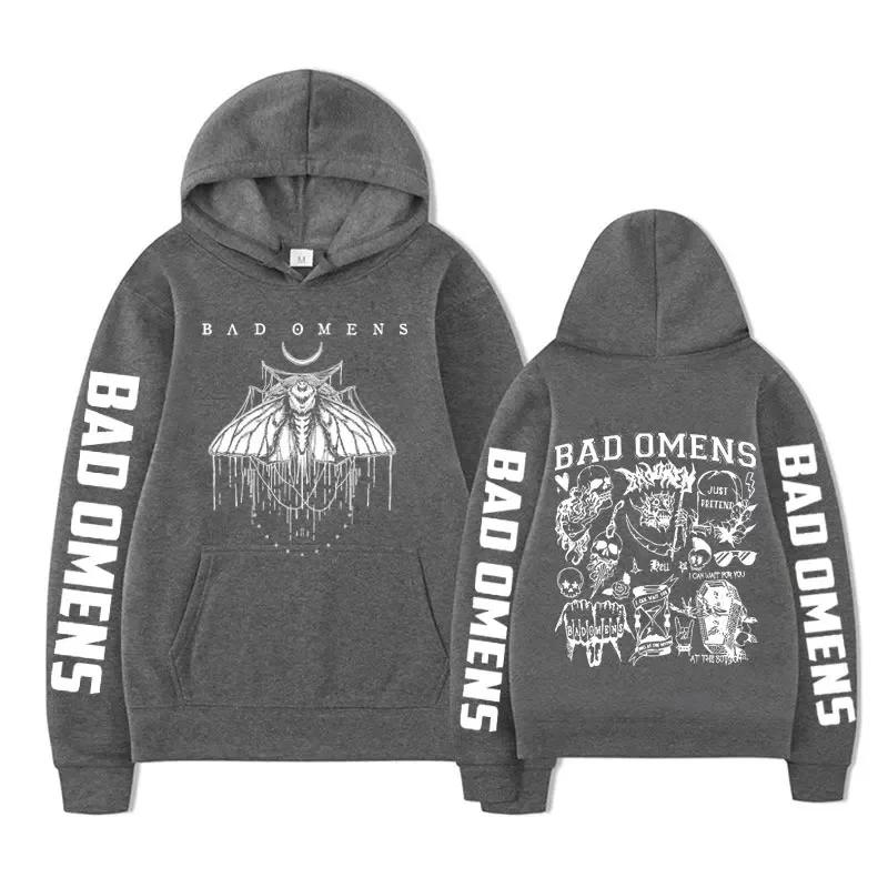 Bad Omens Band Tour American Music Print Hoodie The Death of Peace of Mind Skeleton Graphic Hoodies Rock Gothic Sweatshirts