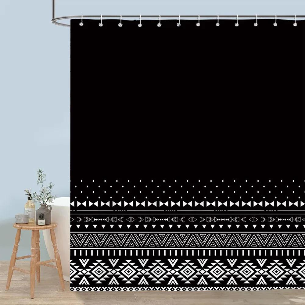 Simple Modern Rainbow Shower Curtain Abstract Geometric Lines Colourful Polyester Fabric Bath Curtains With Hooks Bathroom Decor
