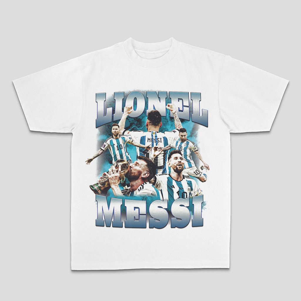 American Men's Messi Argentina American Retro Heavy Short-sleeved Street Print Summer New Men's and Women's Streetwear