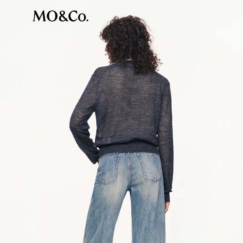 MO&Co. Women's Sheer Short Lapel Knit Cardigan