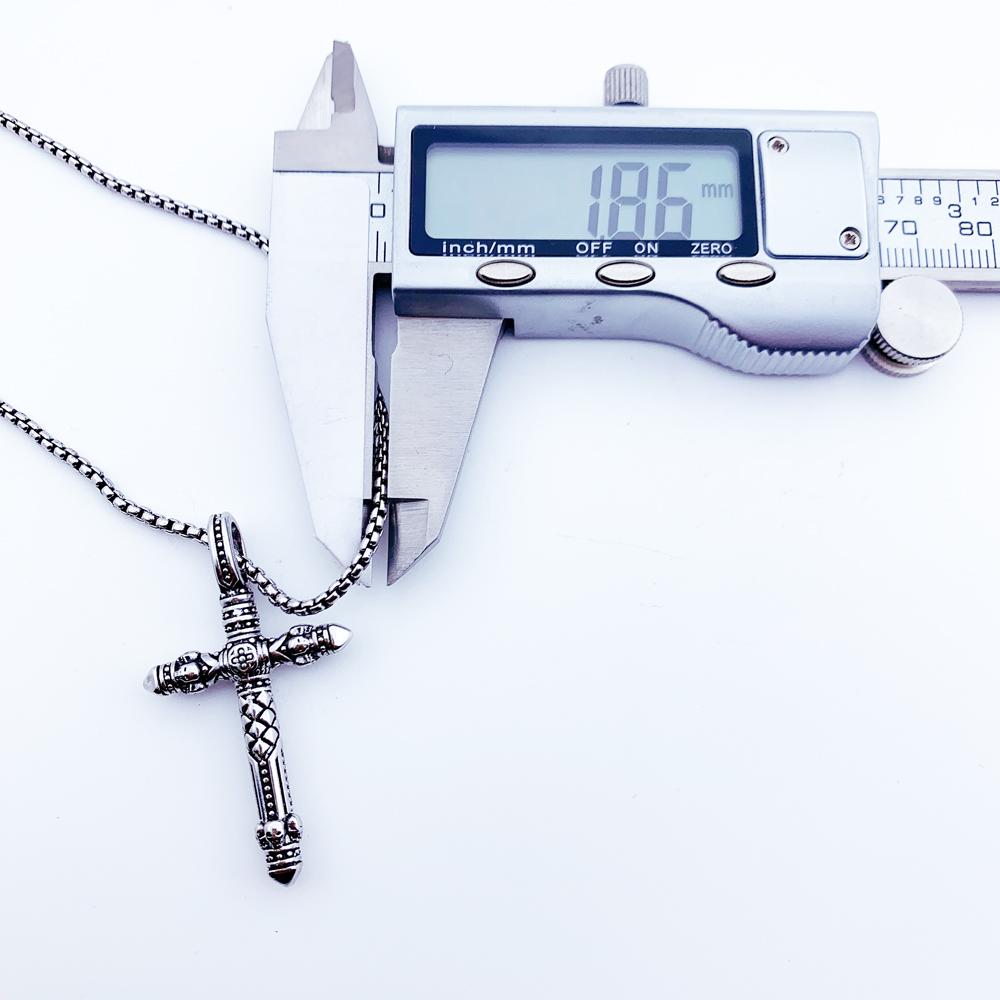 Cross Black Link Necklace, New Chain Fashion Jewelry Europe Rhodium Plated Rebel Bijoux Gift For Men & Women