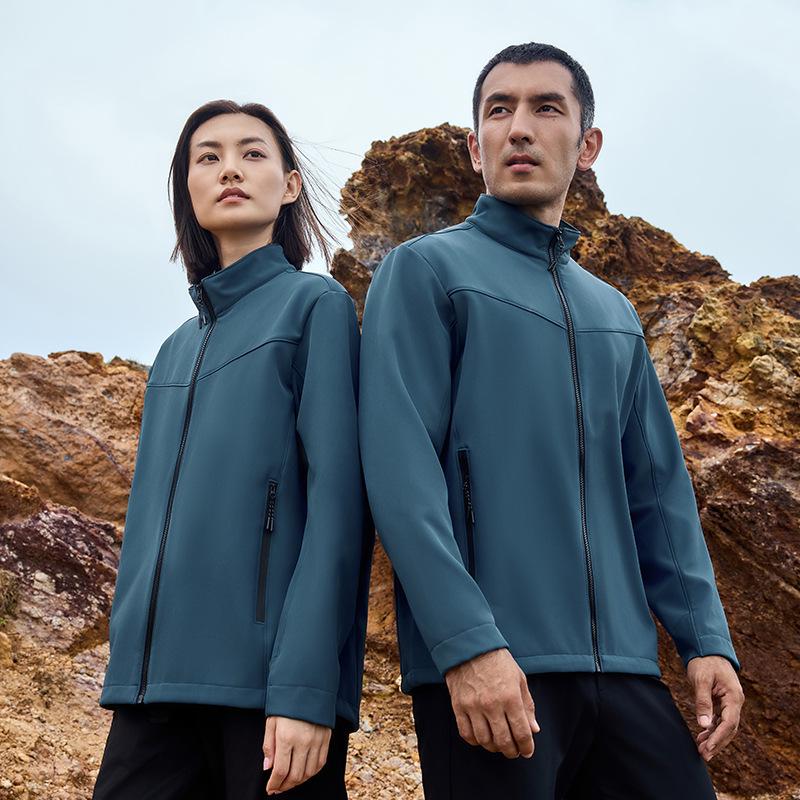 YKK Zipper Stand Collar Softshell High-Stretch Waterproof Windbreaker Jacket, Wear-Resistant & Anti-Static