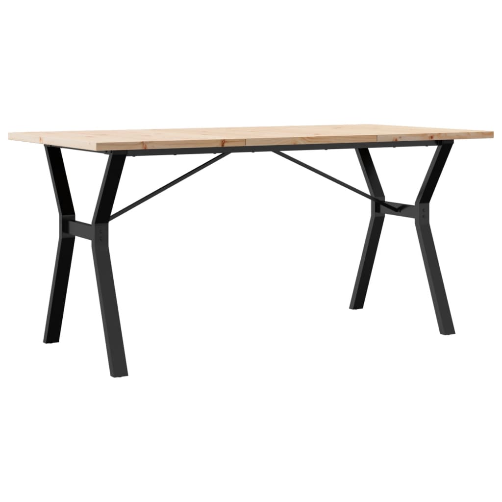Dining Table with Y shaped Frame 140 x 80 x 75.5 cm Solid Pine Wood & Steel
