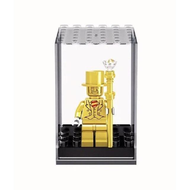 3x For Single Minifigures Stackable Clear Black Base Display Case Box 1.9" *2.9"