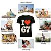 Vintage I Love 67 Heart Print Casual Short Sleeve T-Shirt Pure Cotton T-shirt
