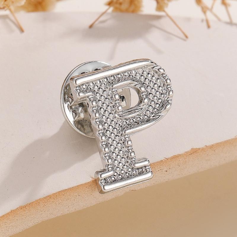 2Pcs Initial A To Z 26 Letters Pin Silver Color Fashion Metal Alphabet Women Men Suit Collar Lapel Brooch Pin Accessories