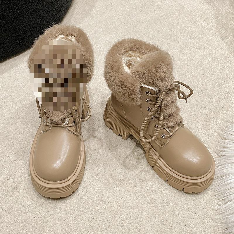 

Super fire short boots women s velvet Martin boots cotton shoes warm snow boots thickened this year, popular new fashion in Northeast China 35 хаки
