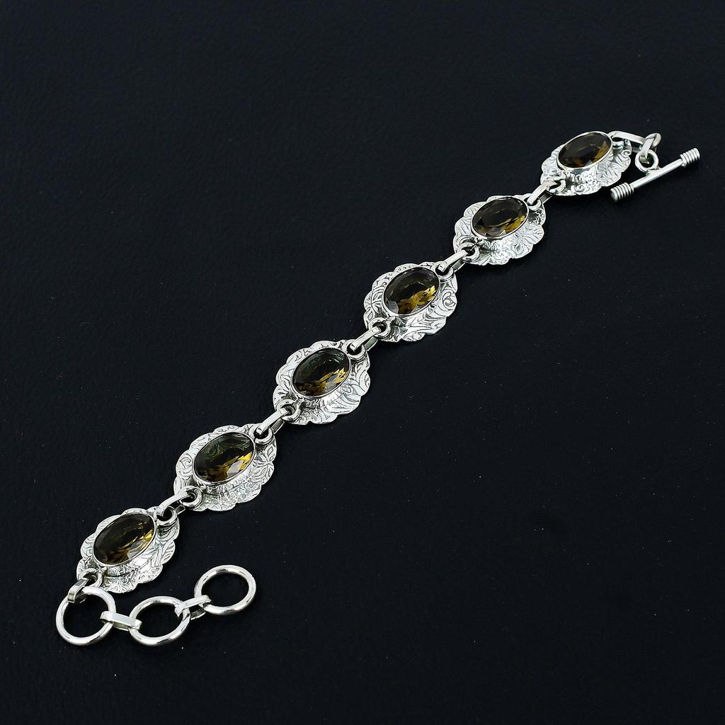 Rauchtopas Armband Rauchtopas Edelstein Handarbeit 925 Sterling Silber Armband Rauchtopas Armband Als Geschenk Topas Armband für Mutter