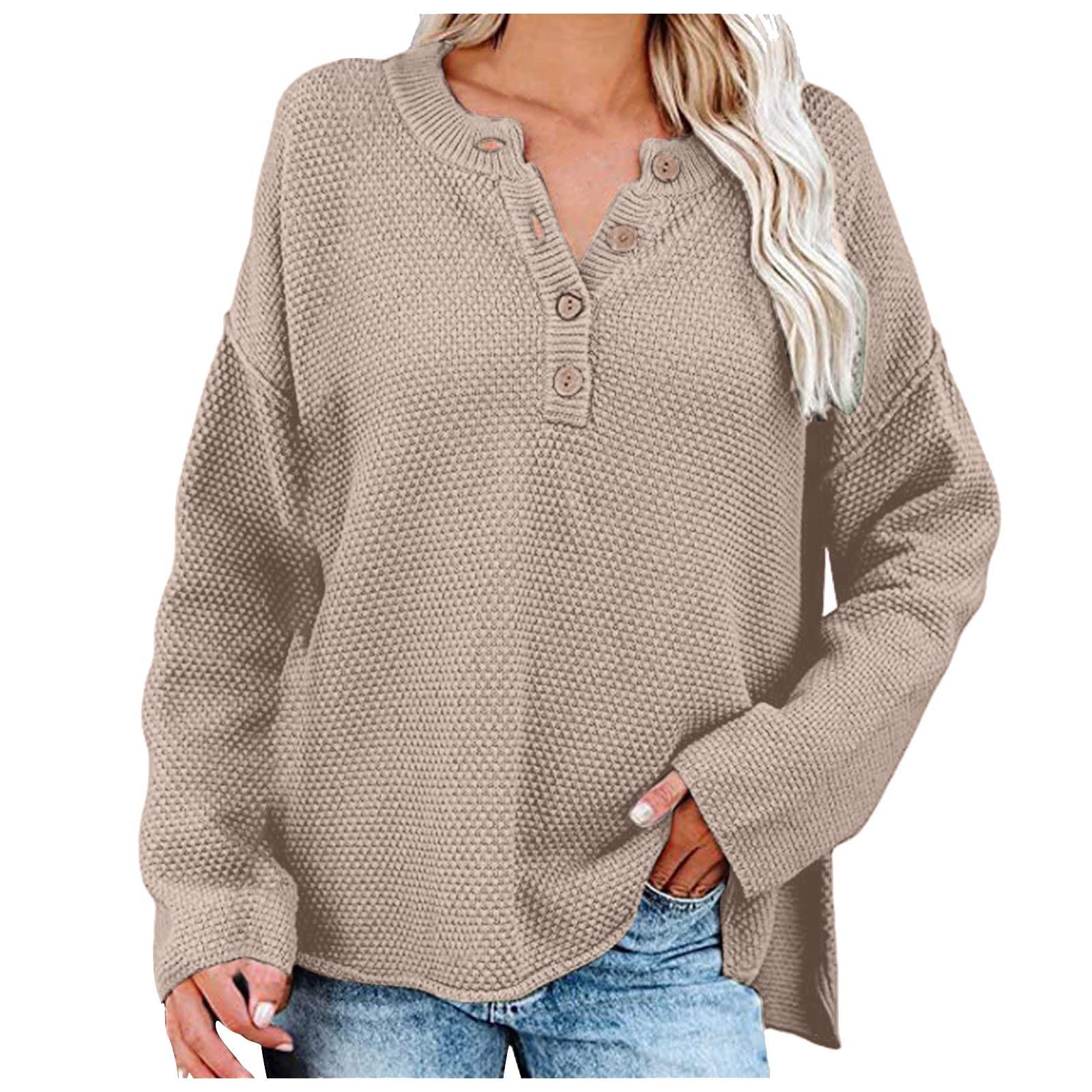 

Женский однотонный открытый вязаный свитер с круглым вырезом и пуговицами на груди L хаки