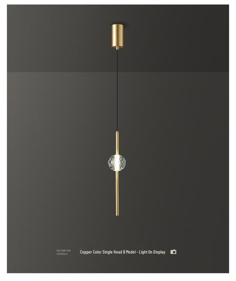 Cross-Border Copper Minimalist Pendant Light for Bedside or Dining