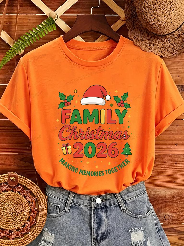 Familien-Weihnachts-Crew 2026 Druck T-Shirt Gemeinsam Erinnerungen schaffen Lustiges passendes Feiertags-T-Shirt Familientreffen Weihnachten Geschenk Oberteile