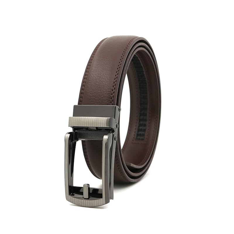 

[foert noire] belt men s business gentleman belt Large size No hole Adjustable length stepless adjustment suit belt Length 120cm (05 Brown/Brown)