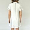 Women Casual V Neck Button Front Short Sleeve Dress Lightweight Summer Loose Fit Knee Length Dress for Daily Wear