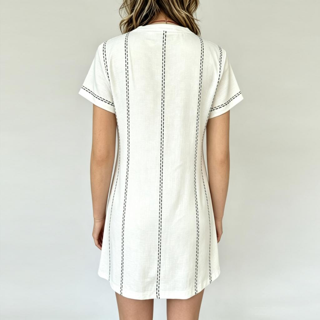 Women Casual V Neck Button Front Short Sleeve Dress Lightweight Summer Loose Fit Knee Length Dress for Daily Wear