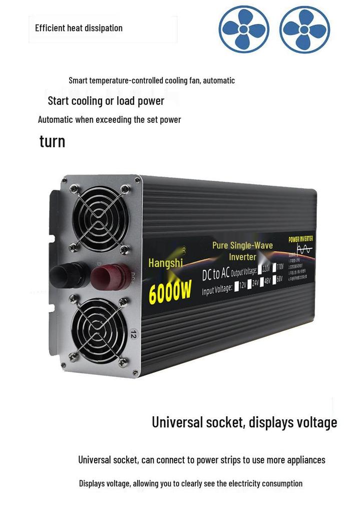 High Power Pure Sine Wave Inverter: 12V/24V/48V/60V to 220V for Car, Home, Solar